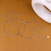 Sterling Silver 1mm Box Finished Chain Anklet